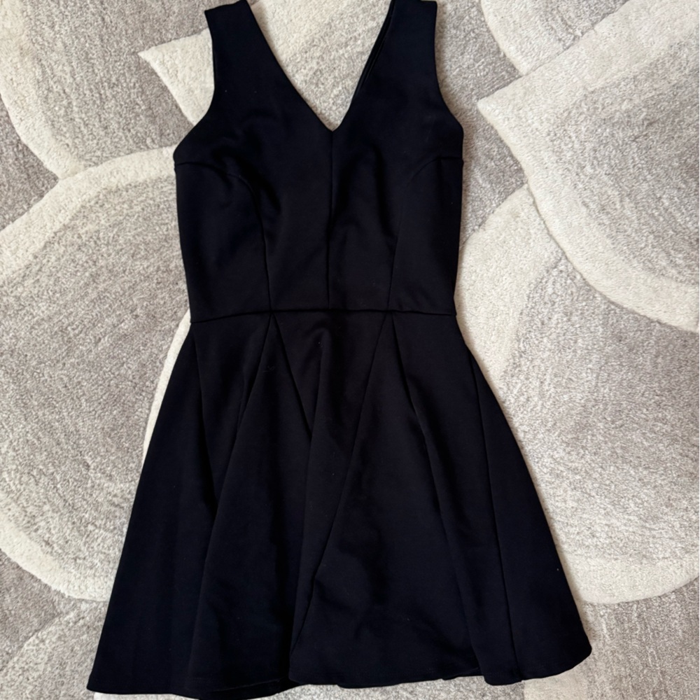 Love Culture Black V Neck Flared Mini Dress